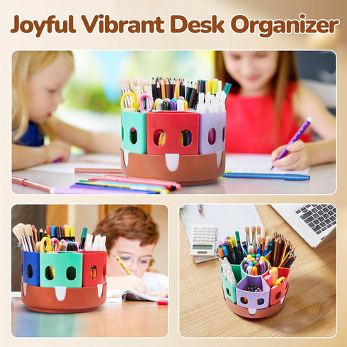 GAMENOTE Rotating Art Supply Storage Organizer, Lazy Susan for Kids Desk, Office School Supplies, Craft Caddy
