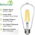 Bioluz LED 92 CRI Dimmable Edison Light Bulbs 800 Lumen Warm White 2700K 60W Replacement ST64 / ST19 / ST58 8.5W E26 Standard Base Title 20 High Efficacy Lighting 6-Pack by Bioluz LED