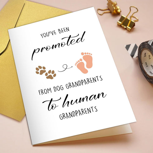 Qiliji Pregnancy Announcement Card for Dog Grandma Grandpa, Funny Grandparent Baby Announcement Card, Pregnancy Revel