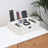 Leather Desk Organizer with Drawers, Home Cosmetics Organizer, Phone Remote Organizer, White