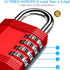 ZHEGE 4 Digit Combination Padlock for Lockers, Gym, School, Storage, Fence, Gate (2 Pack, Red)