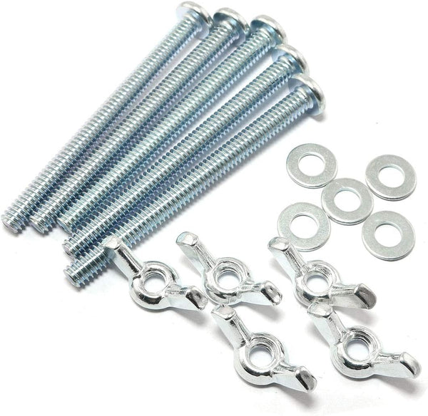 5 Sets Screw Bolts with Wing Nut, Zinc Plated Carbon Steel Mounting Hardware Fitting Fastenings for 1/4"-20