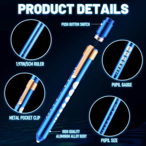 Geiserailie 8 Set 2026 Nurse Graduation Gift Pen Lights LED Reusable Medical Pen Light with Pupil Gauge Diagnostic