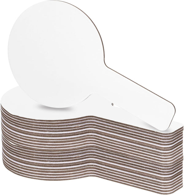 PATIKIL 9x5in Thickened Dry Erase Paddles, 24Pcs Handheld Double Side Circle Answer Paddle Dry Erase Boards for Voting