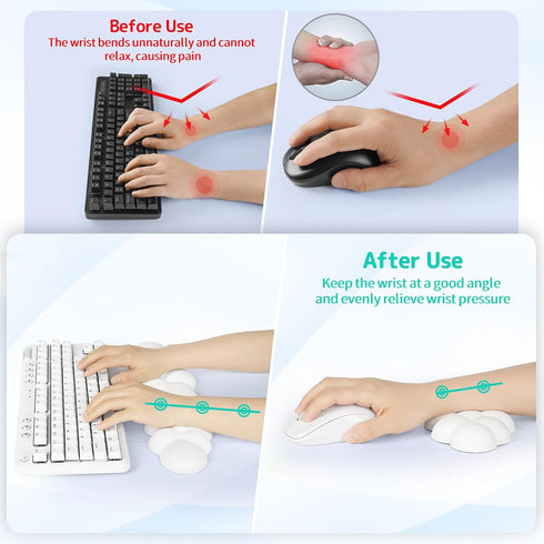 Set Setup/Computer Sushret Cloud Wrist Rest Keyboard, Cloud Keyboard Wrist Pad with PU Leather Memory Foam, Cute Arm