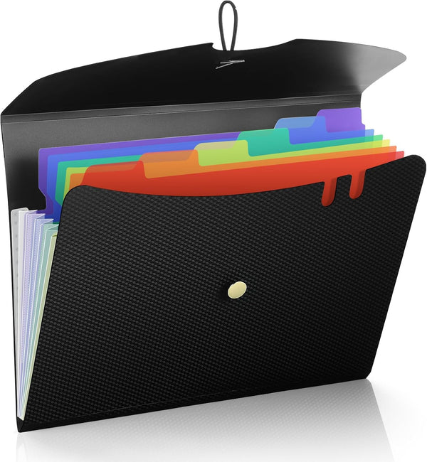 Sooez 7 Pocket Expanding File Folder, Premium Accordion File Organizer with Bungee Closure, Portable Letter Size