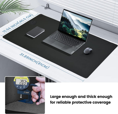 Zakia 32x16 Desk Mat Wireless Charging Mouse Pad Large Journey Desk Pad Mat with Wireless Charger Waterproof Black