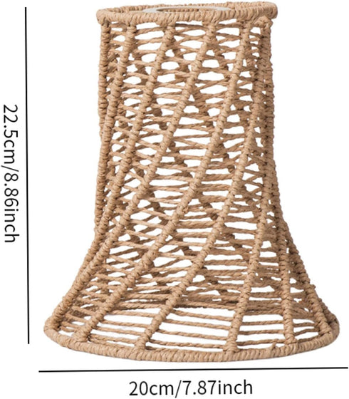 Bulb Woven Paper Rope Lamp Shade Pendant Light Cover Guard Decorative Retro Rustic Boho Lampshade for Home Living Room