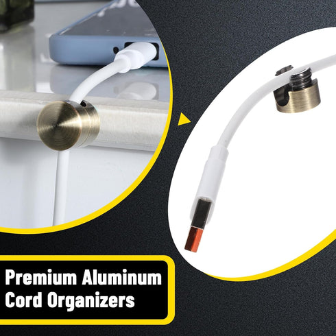BOHUIZ 3 Pcs Cable Anchors for Desk, Adhesive Adjustable Cord Holder Cable Clips Premium Aluminum Cord Organizers