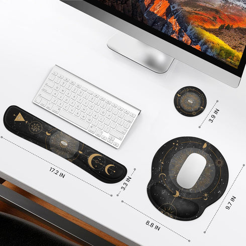 iLeadon Mouse Pad with Wrist Rest Set - Ergonomic Non-Slip Base for Computer Home Office Decor