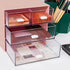 Desk Organizer with 4 Drawers, Plastic Storage Box for Office, School, Home, Dressing Table, and Desktop (Pink)