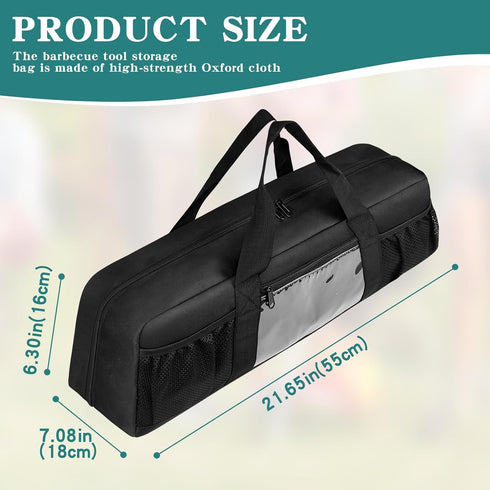 20" Grill Utensil Storage Bag, Large BBQ Tool Organizer Holder Caddy Case with Pockets, Fits up to Tools, for Outdoor