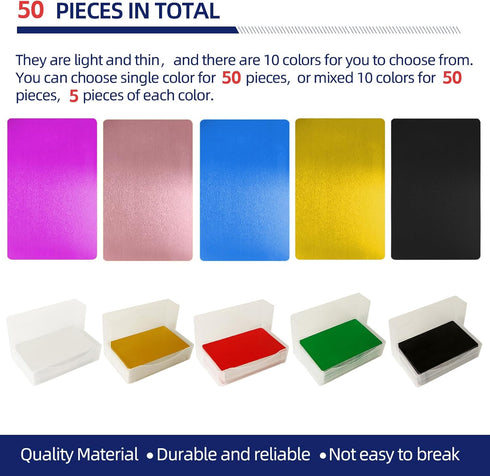 FONLAND 50pcs/Set 0.4mm Thickness Aluminum Metal Business Cards DIY Engraving Card for Home Office Supplies (Black)