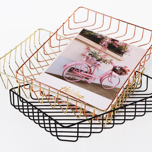 Metal Paper Organizer for Desk, Large Capacity Letter Tray, Paper Holder Basket for Office Classroom Storage