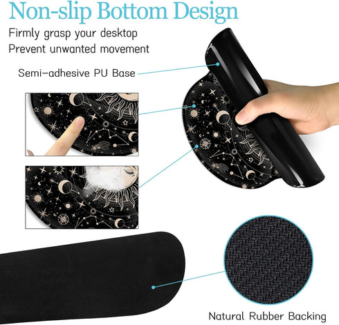 Sun Moon Mouse Pad Set, XXL Large Gaming Desk Mat with Wrist Rest, Ergonomic Mouse Pad, Home Office Decor