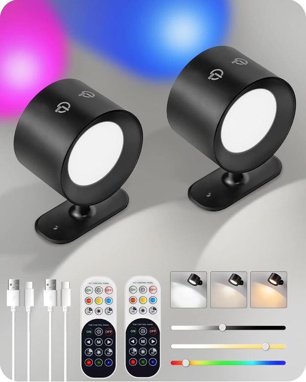 Battery Operated Wall Sconce Set of 2, Rechargeable Wall Lights with Remote