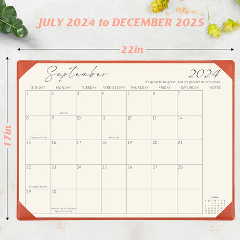 Gannyfer Large Desk Calendar 2024-2025 with Desktop Mat, 22" x 17" Pad Calendar, 18 Month from Jul 2024 to Dec 2025