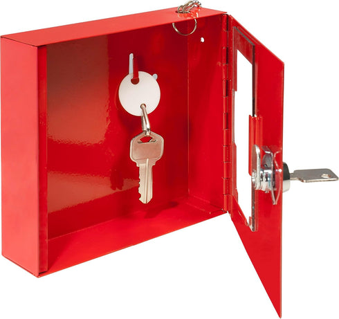 Barska Red Key Lock Breakable Glass Window Alarm with Attached Hammer for Emergency