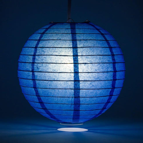 (20-Inch, Luna Bazaar Paper Lantern Parallel Style Ribbed, Blue) - Rice Paper Chinese/Japanese Hanging Decoration