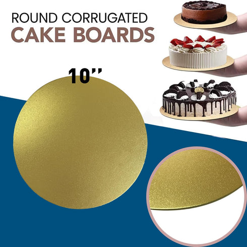 4 Pack Cake Boards Golden Round Cake Circles, 10 Inch Cake Base Cardboard, for Baking Cake, Gold by Goiio