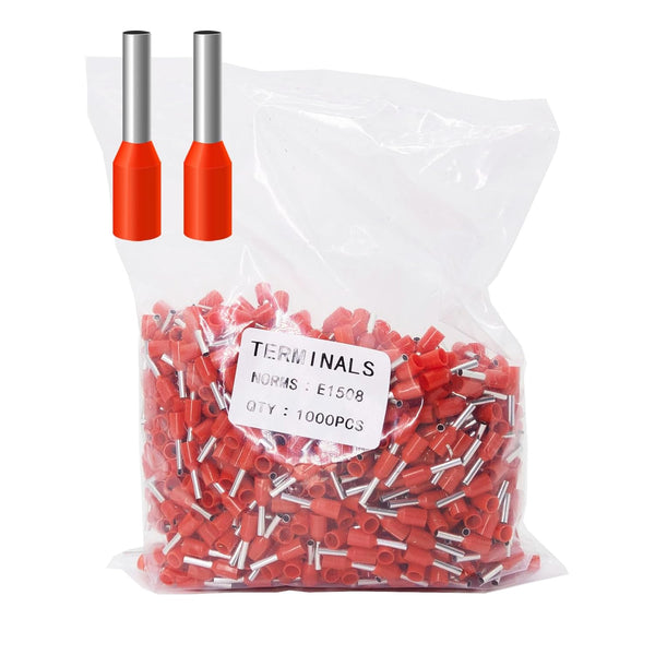 Fidioto 1000pcs AWG16 Wire Ferrules Terminals Kit, Insulated Cord Pin Ends for Electric, Industrial, Power Control