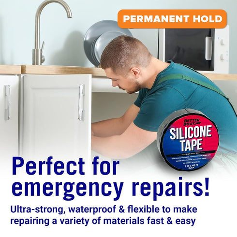 Better Boat Heavy Duty Silicone Tape, Self Fusing Plumbing Tape for Leaks, Water Pipe Rubber Hose Repair