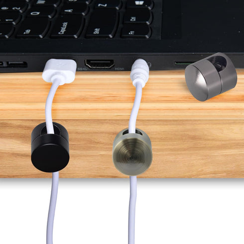 SmallCat 3 Sets Charger Holders for Cords, Adjustable Cable Anchor Holders, Adhesive Metal Cord Clips, Cable Management
