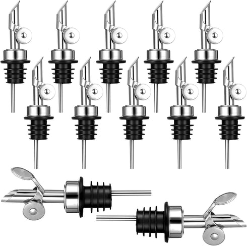 JOUTYFOR 12 Pcs Weighted Stainless Steel Liquor Bottle Pourers Auto Flip Olive Oil