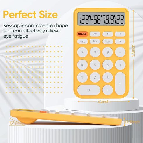 Standard Function Basic Calculator, 12 Digit Large LCD Display, Antiskid, for Office, Home, School, with Battery