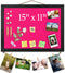 Pink Bulletin Boards Cork Board, 15"x11" Small Display Pin Board for Walls, Jewelry, Notes, Photos, Office, Wood Framed