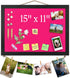 Pink Bulletin Boards Cork Board, 15"x11" Small Display Pin Board for Walls, Jewelry, Notes, Photos, Office, Wood Framed