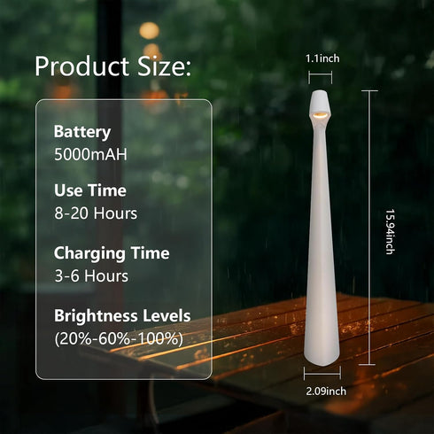 baishezhuan 3-Levels 48 Portable LED Table Lamp Brightness, Rechargeable Battery Up to Hours Usage, Night Light
