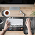 VSOJSOJKE Set Large Game Mouse Pad + Wrist Support Pad + Coffee Coaster, Quote Chaos Coordinator Foldable Table Mat