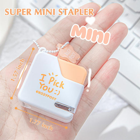 Super Mini Stapler with Staples, Adorable Cube Shaped Desk Stapler for Office, School, Gift - Orange