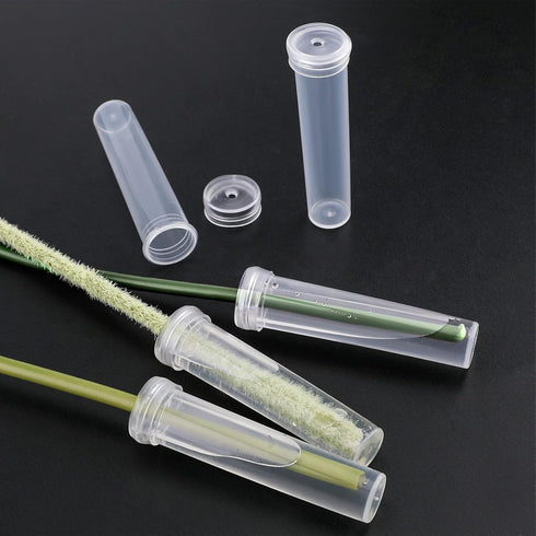 AIEX 48pcs Reusable Plastic Flower Tubes with Silicone Cap for Flower Plants, 7.2 x 1.8 cm (Transparent)