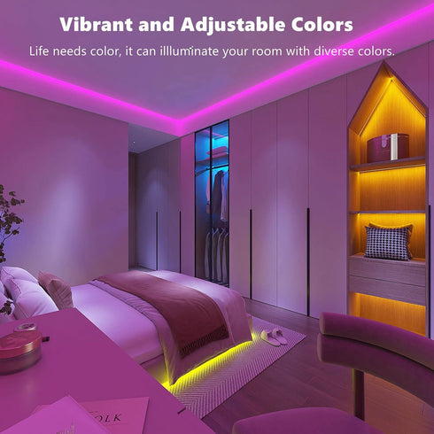 ZOZOO 100ft Bedroom(2 50ft), 44-Key Led Lights for Rolls of Smart RGB Led Strip Lights with Remote & APP Control Music