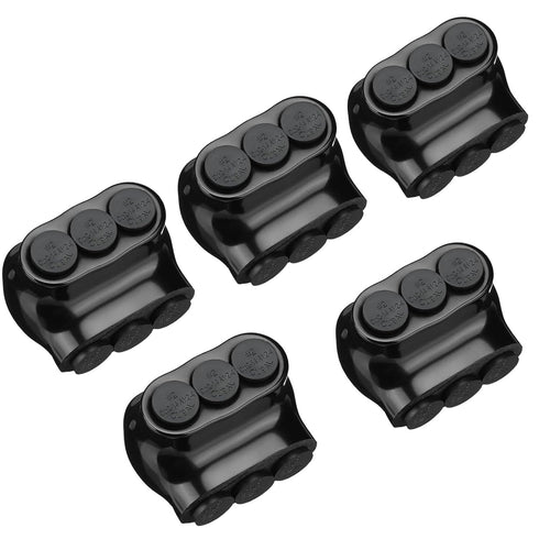 5 Pcs Insulated Connectors, Black Multi Splice Connector, 3 Ports Electrical Power Connector for 2-14 Wire Range