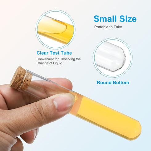 PATIKIL 25ml Test Tubes Set, 20pcs Glass Clear Round Bottom Containers with Stopper for Scientific Experiment