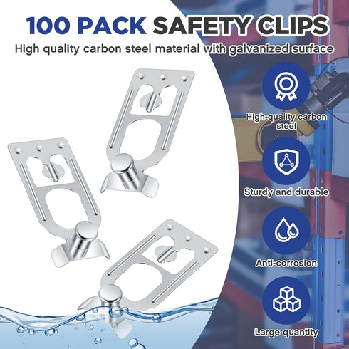 Zonon 100 Pcs Teardrop Pallet Rack Safety Clip, Warehouse Storage Pallet Racking Beam Safety Clip Connector for Shelf