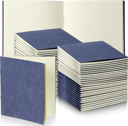 Thenshop 50 Pack Mini Pocket Kraft Notebooks, 4 x 4 Inch Dot Memo Sketchbooks for School Party Favors, Dark Blue