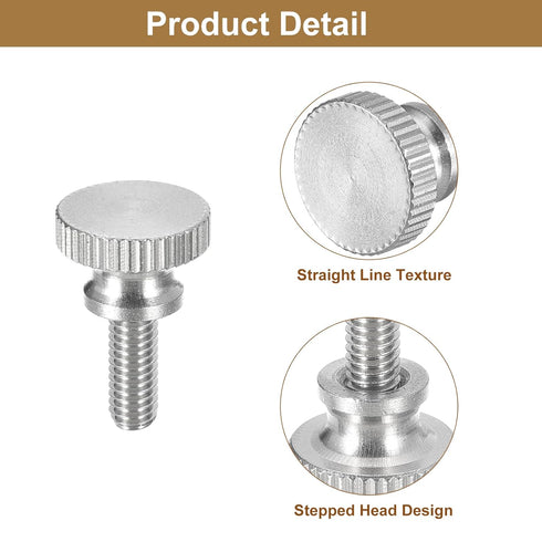 uxcell M4x10mm Knurled Thumb Screws, 5pcs 304 Stainless Steel Flat Knurled Head Bolts with Grip Knobs