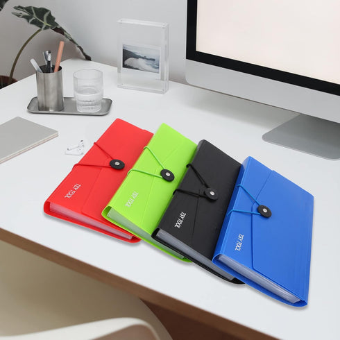 Pack of 4 Expandable File Folder - 10"x5.5" Portable Accordion Document Pocket, Office Desk Organizer with 13 Pockets,