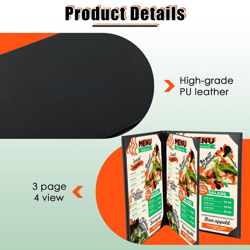 5 Packs 8.5" 11", 4 (4 8.5"11") NATGAI Menu Covers x PU Leather Menu Cover Menu Holders, Waterproof View Restaurant