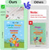 Set: 5-Pack 3-8, Large Handwriting Magic Grooved Practice Copybook with Wooden Alphabet Tracing Board, Reusable Letter
