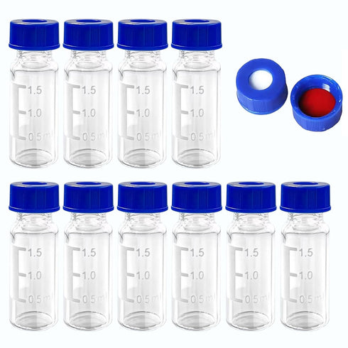 2mL Autosampler Vials, 9-425 HPLC Vials with Screw Cap, 100 Pcs Borosilicate Sample Vial