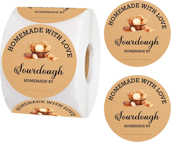FENGHERUIA Sourdough Bread Supplies Sourdough Sticker 2 inch Baked with Loved Stickers for