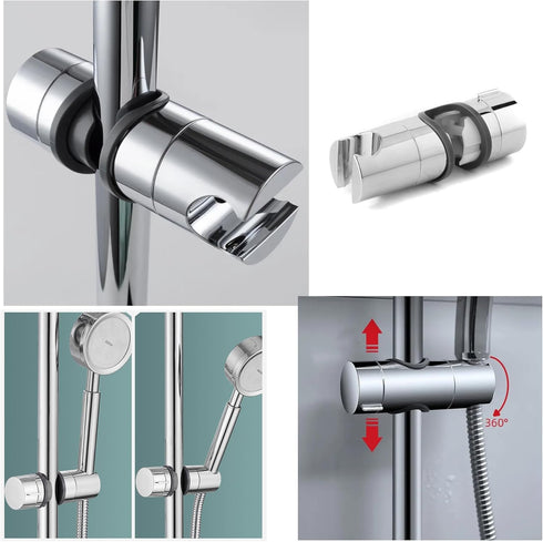 RecDec 360 Shower Head Holder with Slide Bar Clamp Mount Replacement Universal Rotation Adjustable Handheld Shower Wand