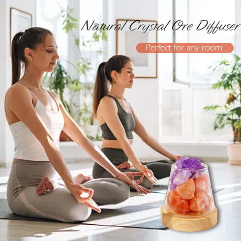3 Runyangshi Healing Crystal Night Light Natural Himalayan Salt & Amethyst Raw Stones Aroma Diffuser USB Powered Colour