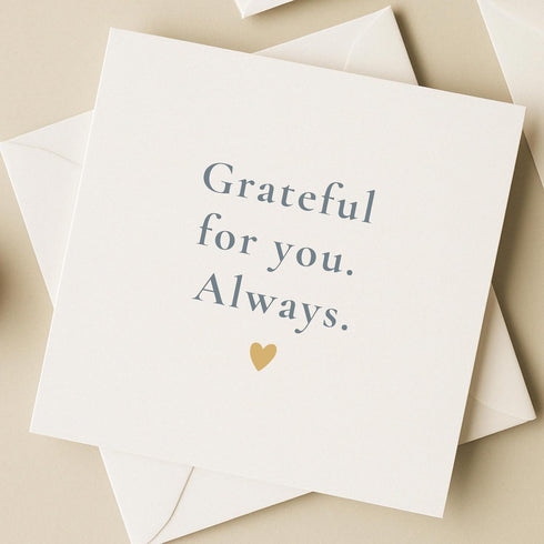 TEEMI Grateful For You. Always. | Simple Thank You Card for Friends, Family or Partner | Minimalist Emotional Greeting