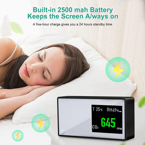 Air Quality Monitor: 3 in 1 Carbon Dioxide Detector, Portable NDIR Sensor CO2 Monitor for Home